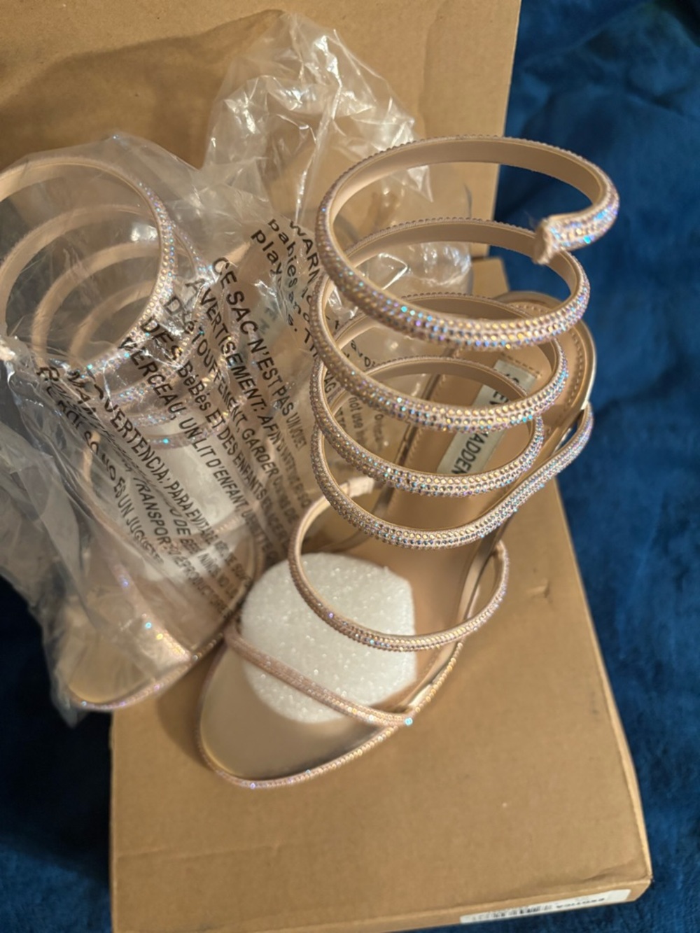 Steve Madden Exotica Rose Gold Spiral Wrap Stiletto Sandals - Picture 4 of 4